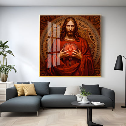 Christ's Heart Revelation Premium Acrylic Square Wall Art