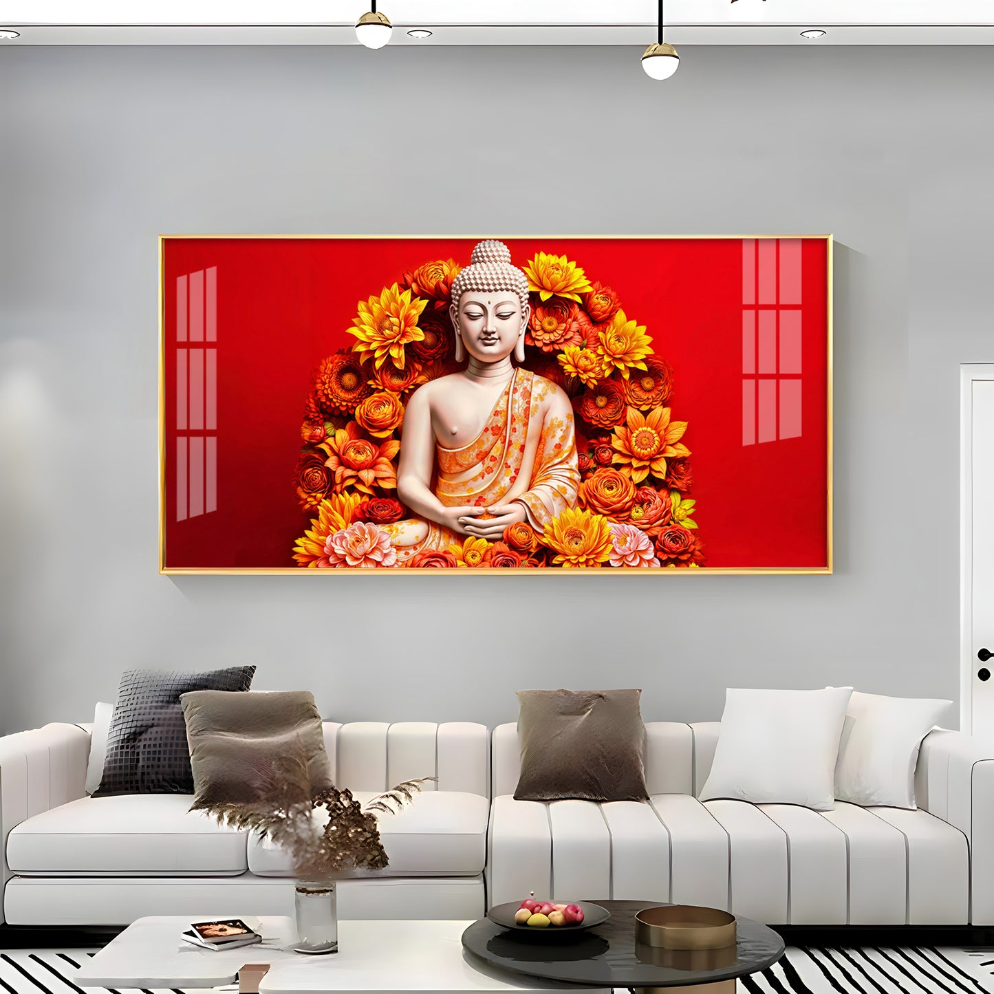 Floral Buddha Premium Acrylic Horizontal Wall Art