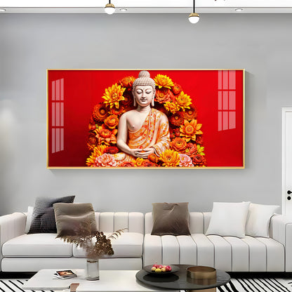 Floral Buddha Premium Acrylic Horizontal Wall Art