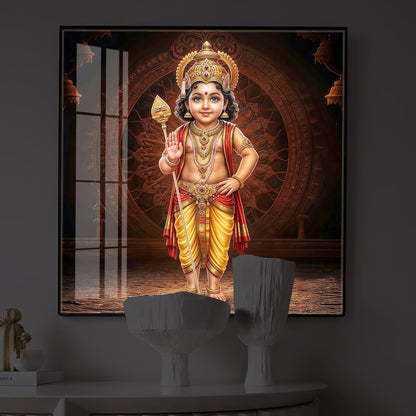 Divine Lord Murugan Modern Luxury Backlight Square Wall Art