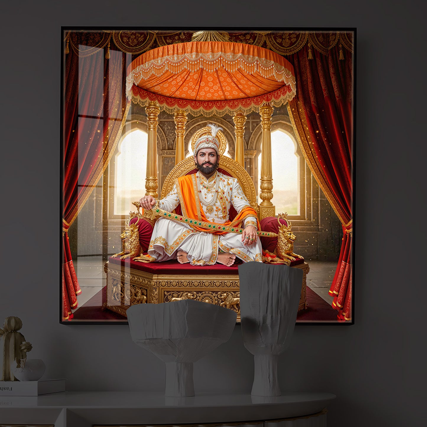 Rajyabhishek of Chattrapati Shivaji Maharaj Modern Luxury Backlight Square Wall Art