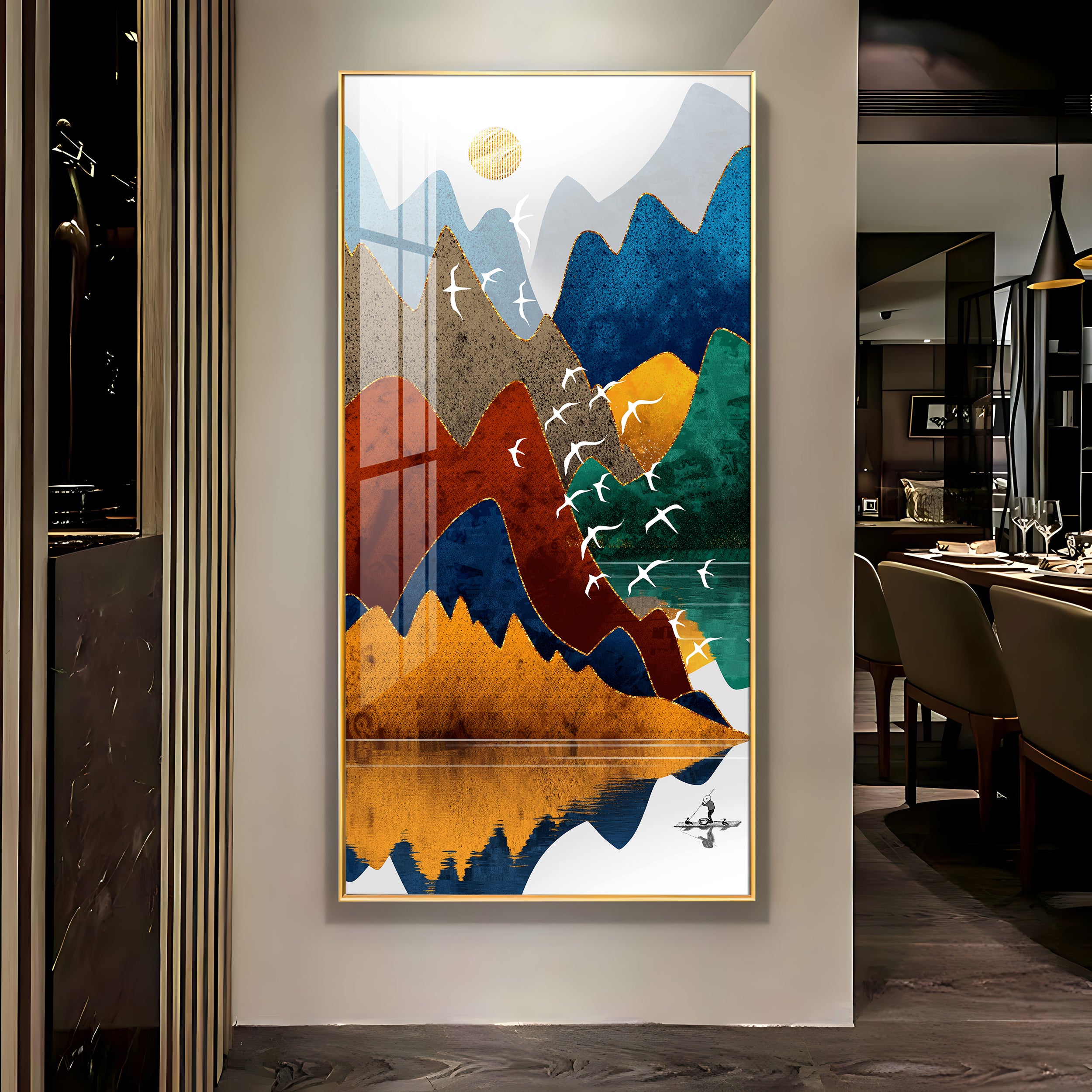 Colorful Mountains Premium Acrylic vertical Wall Art