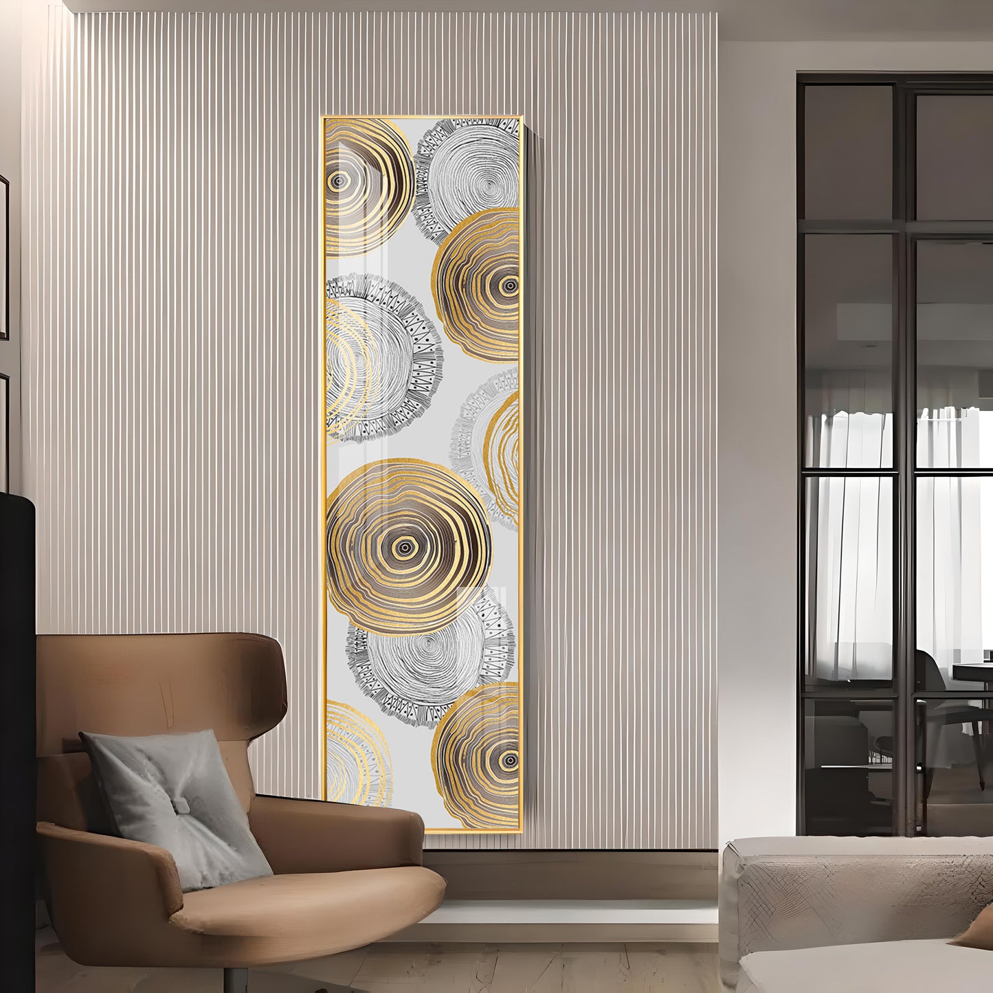 Spiral Gold & Black Design Premium Acrylic Vertical Wall Art