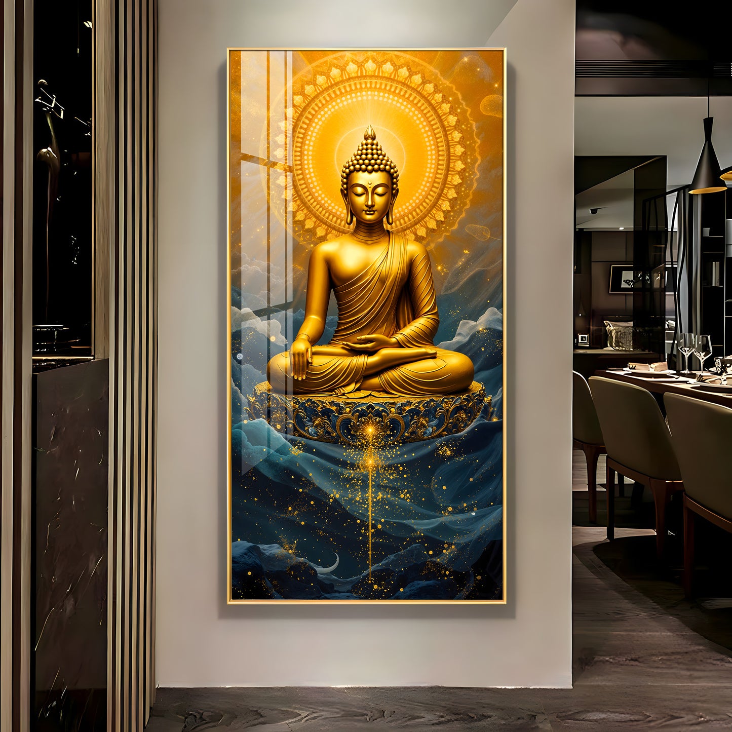 Tranquil Gold Buddha Premium Acrylic Vertical Wall Art
