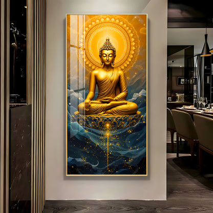 Tranquil Gold Buddha Premium Acrylic Vertical Wall Art