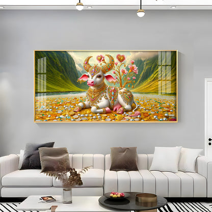 Ornamented Kamadhenu Premium Acrylic Horizontal Wall Art