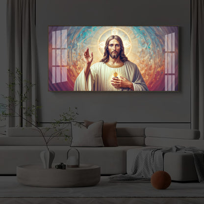 God Jesus Modern Luxury Backlight Horizontal Wall Art