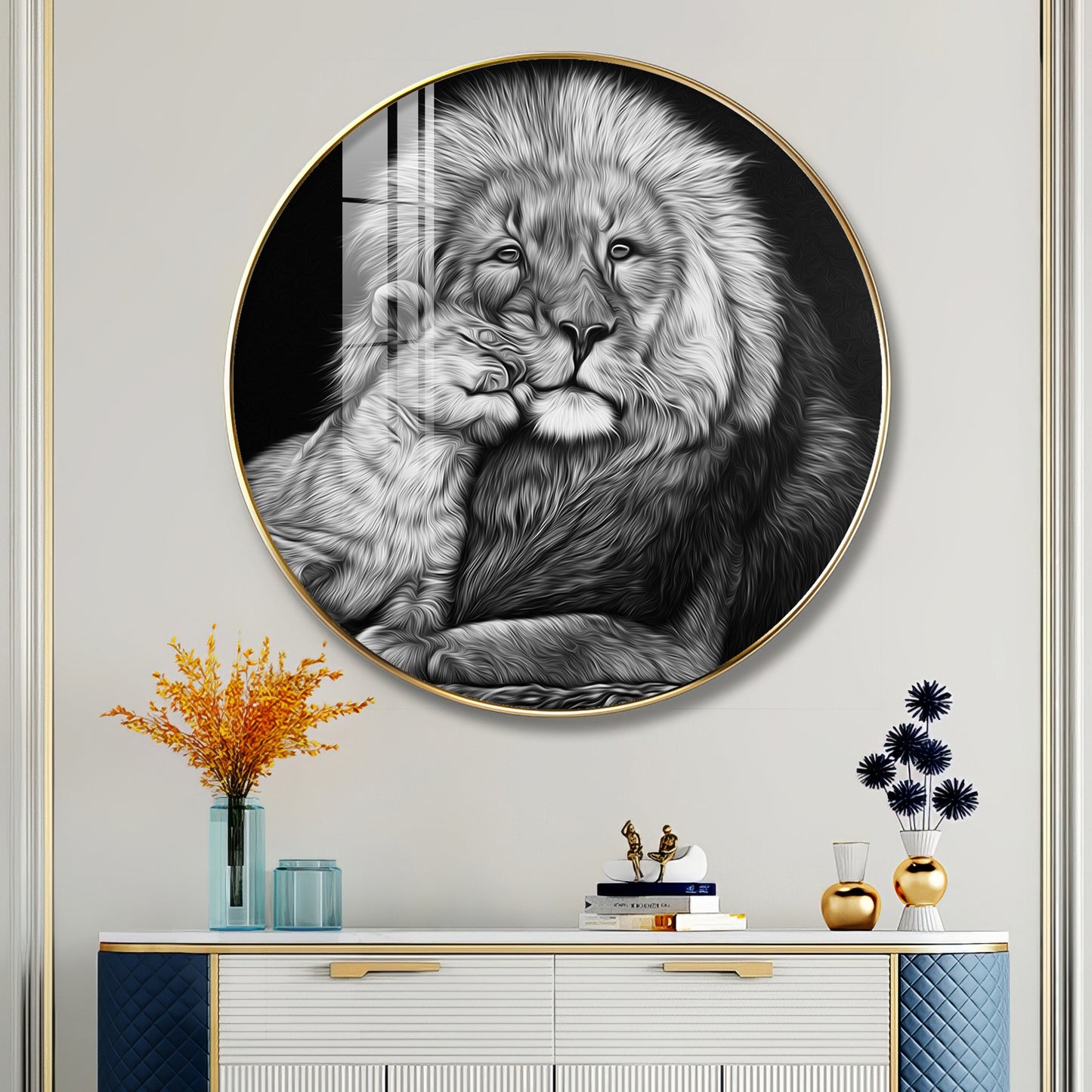 The Lion Emblem Premium Acrylic Round Wall Art