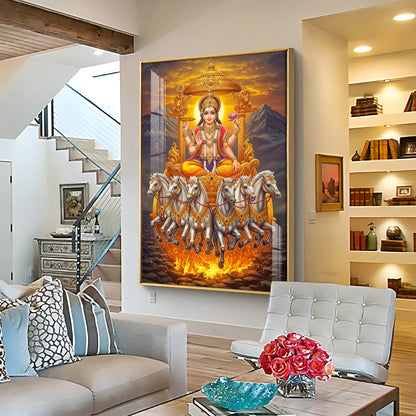 Divine Surya Dev Premium Acrylic Vertical Wall Art