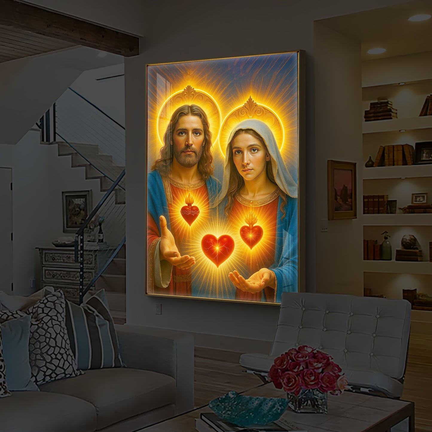God Prayer Modern Luxury Backlight Vertical Wall Art