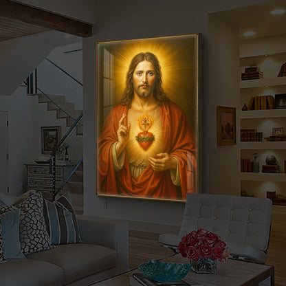 Heart Of Jesus Modern Luxury Backlight Vertical Wall Art