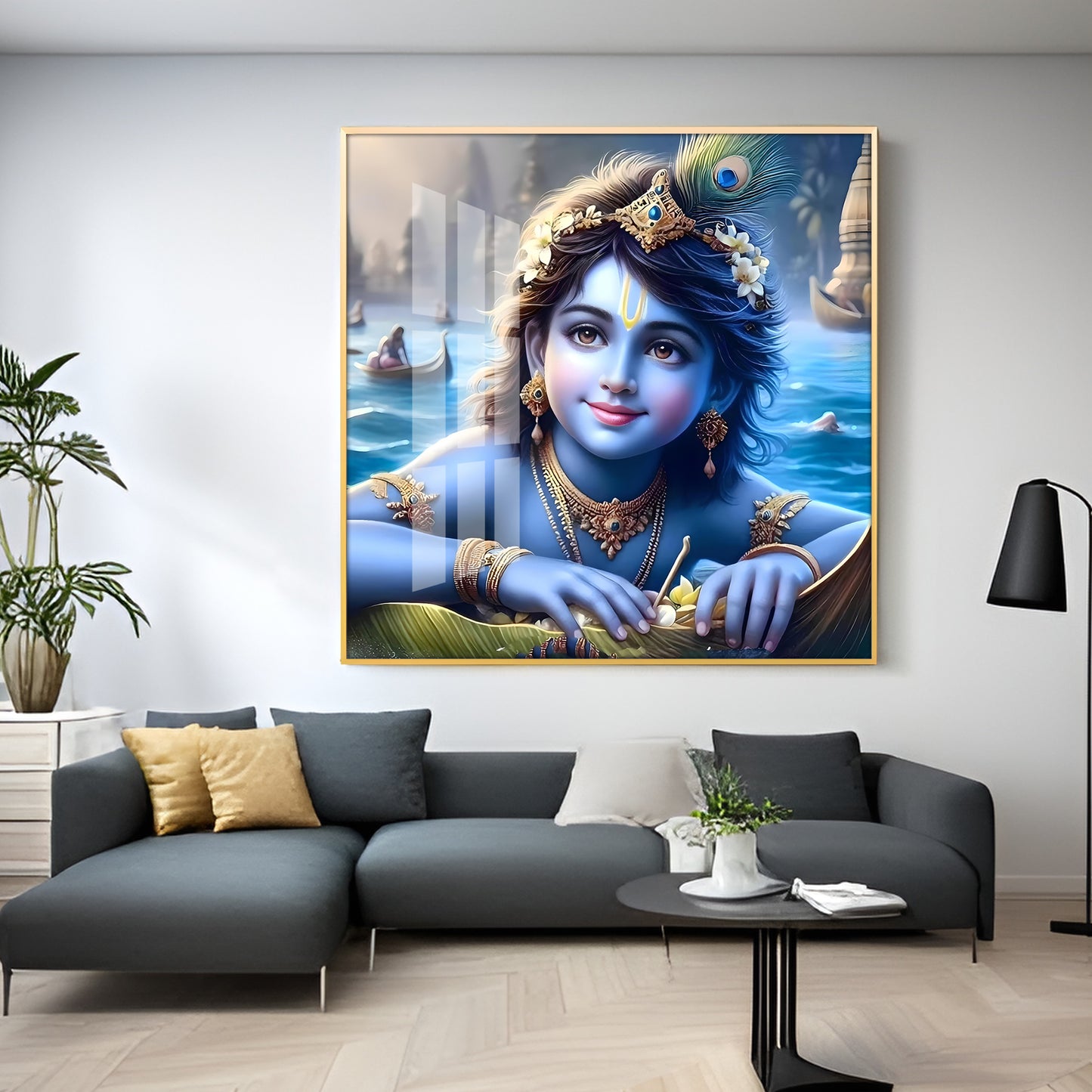 Little Krishna Premium Acrylic Square Wall Art