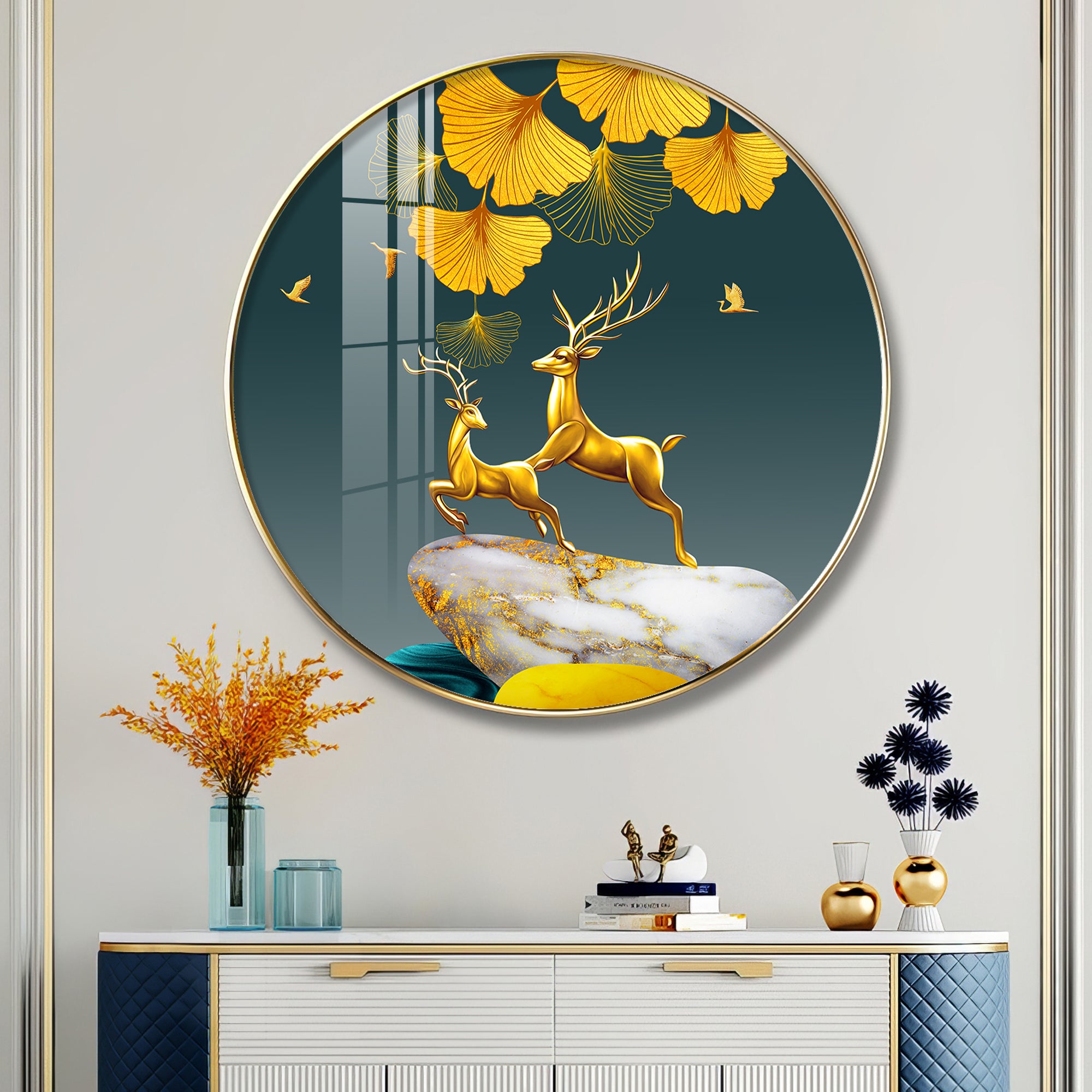 Dancing Antlers Premium Acrylic Round Wall Art