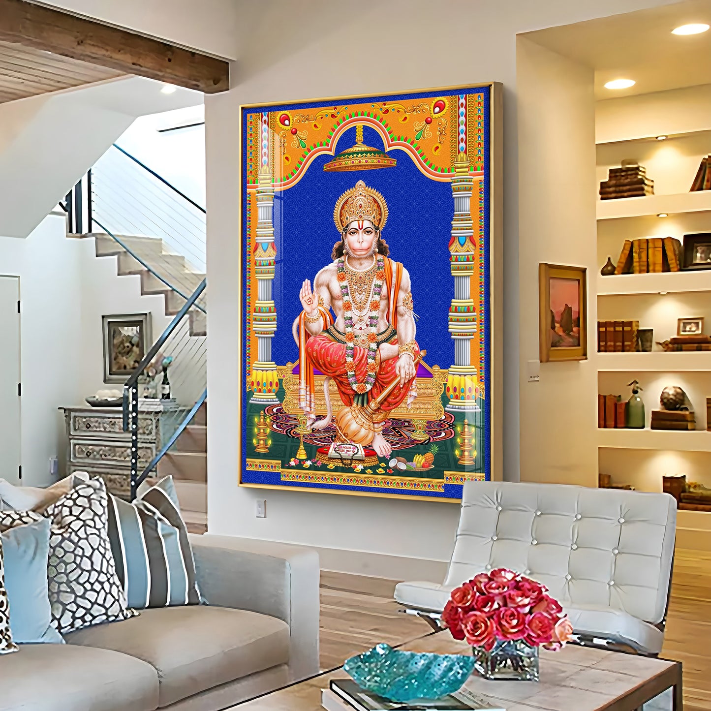 Divine Lord Hanuman Premium Acrylic Vertical Wall Art