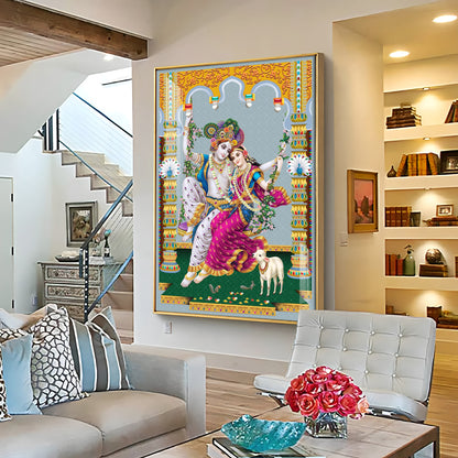 Sacred Radha and Krishna Premium Acrylic Vertical Wall Art