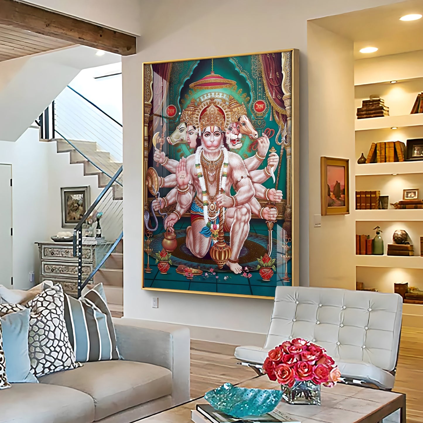 Celestial Guardian Lord Hanuman Premium Vertical Acrylic Wall Art