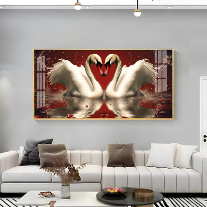 Vibrant Two Swan Premium Acrylic Horizontal Wall Art