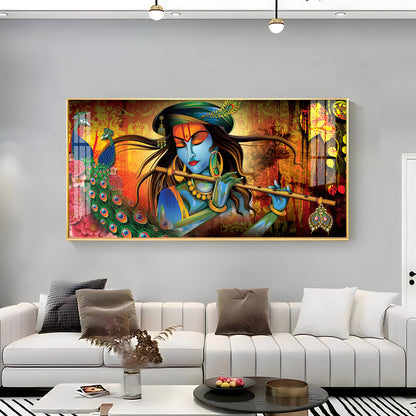 Krishna In Vrindavan Premium Acrylic Horizontal Wall Art