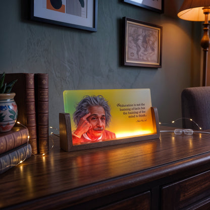 Albert Einstein Acrylic LED Table Lamp - Wooden Stand