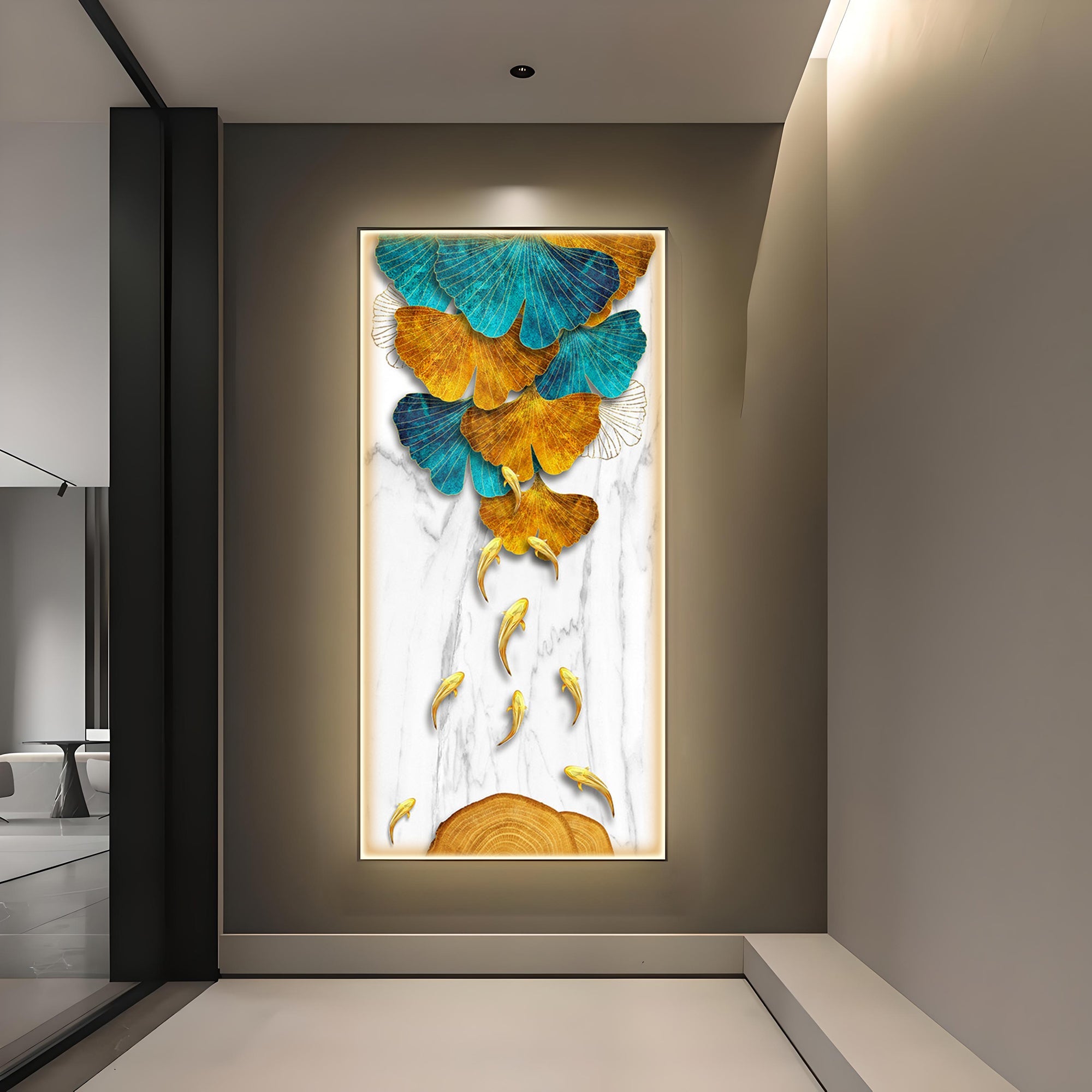 9 Golden Koi Fishes Luxury Crystal Wall Art - The Next Decor