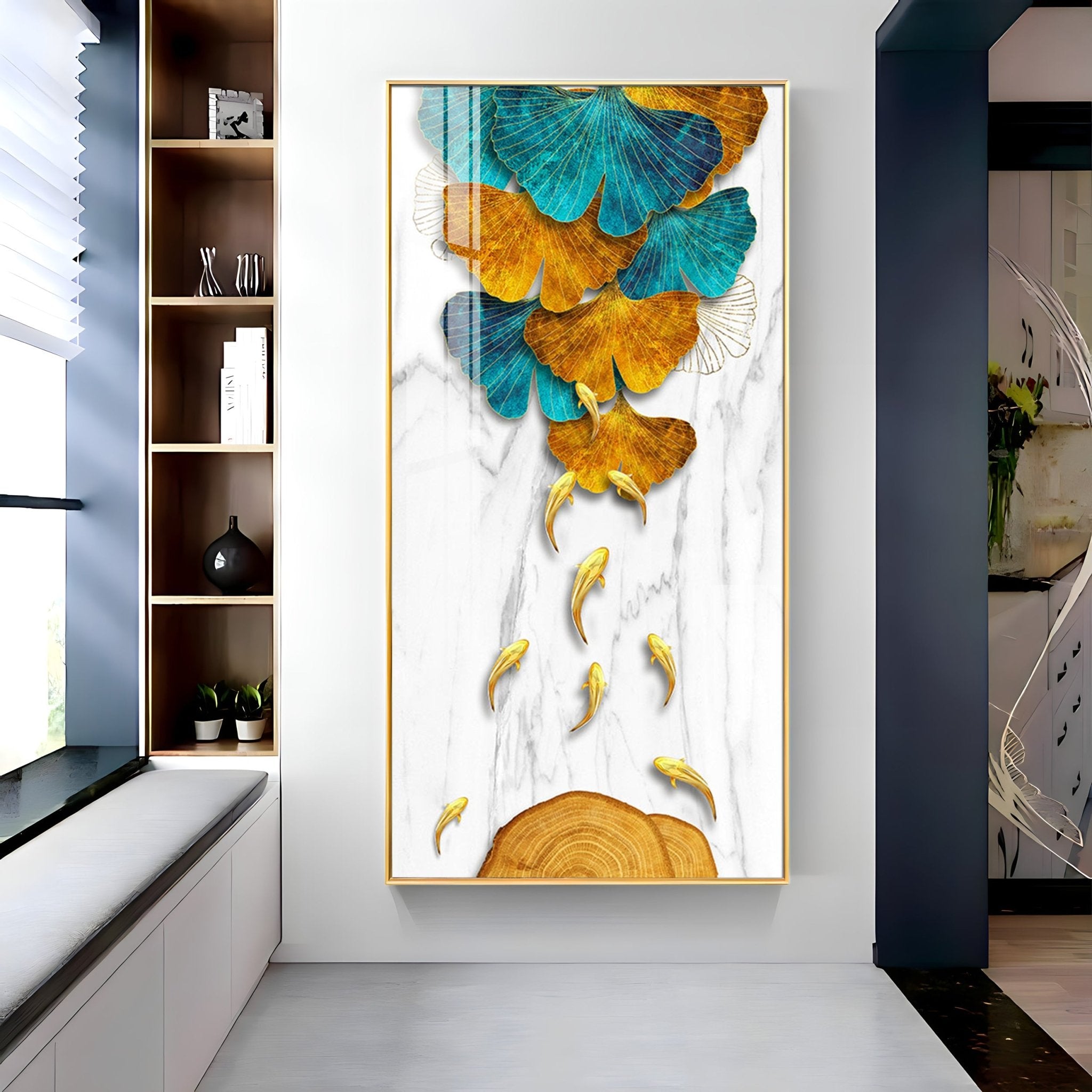 9 Golden Koi Fishes Luxury Crystal Wall Art - The Next Decor