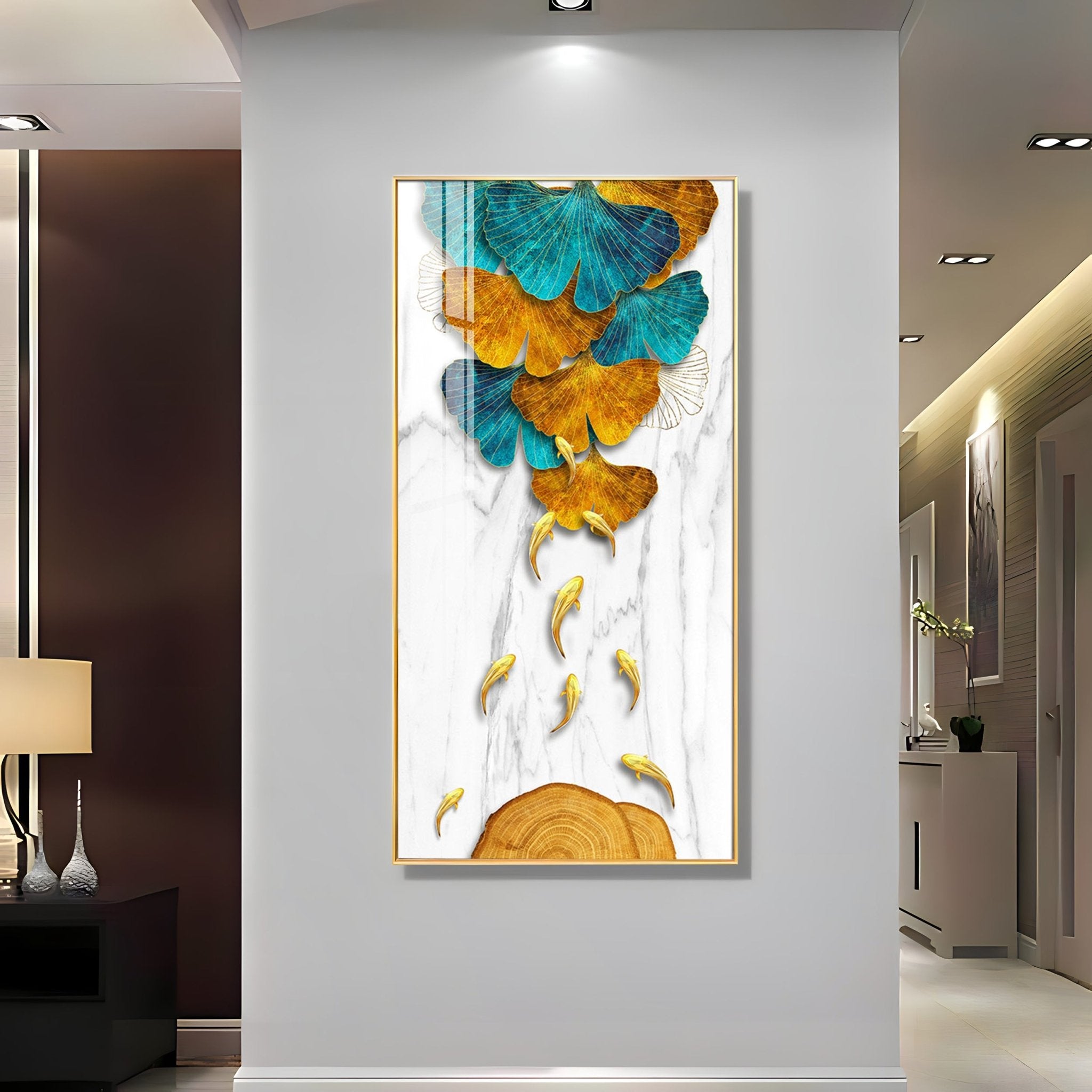 9 Golden Koi Fishes Luxury Crystal Wall Art - The Next Decor