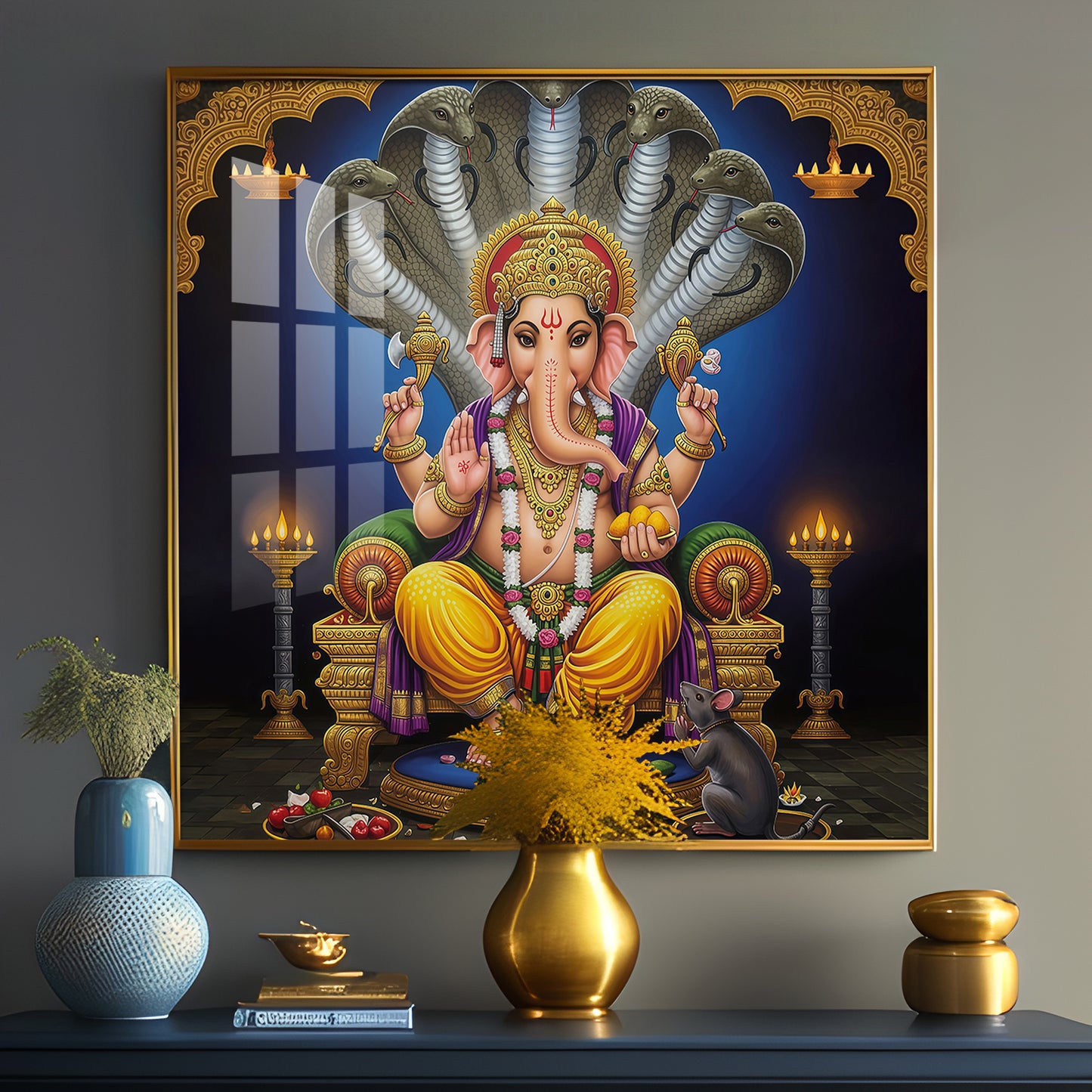 Jai Ganesha Ji Premium Acrylic Square Wall Art