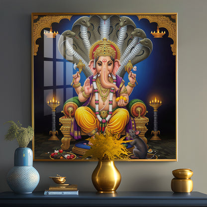 Jai Ganesha Ji Premium Acrylic Square Wall Art