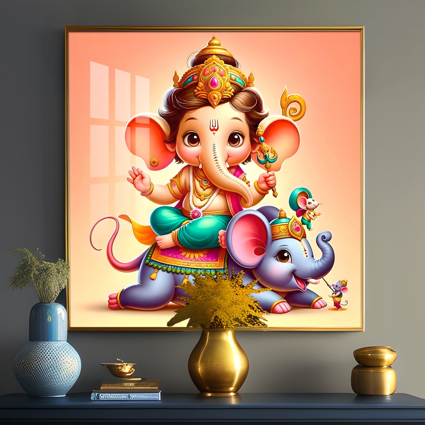 Shree Lambodar Premium Acrylic Square Wall Art