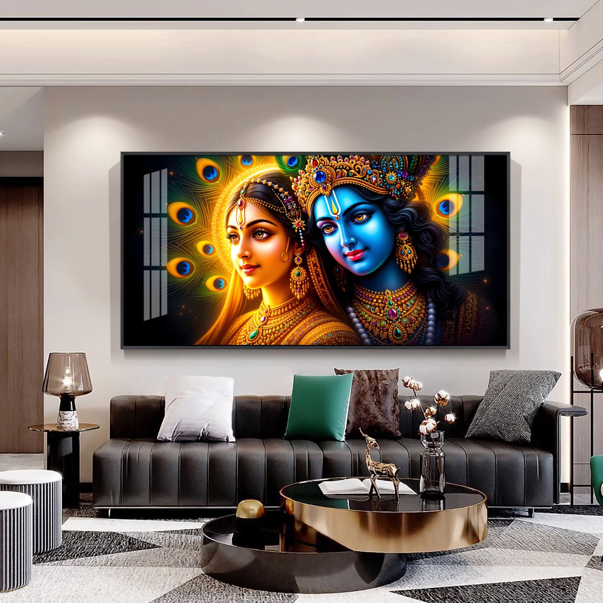 Eternal Bond Of Lord Krishna Premium Acrylic Horizontal Wall Art