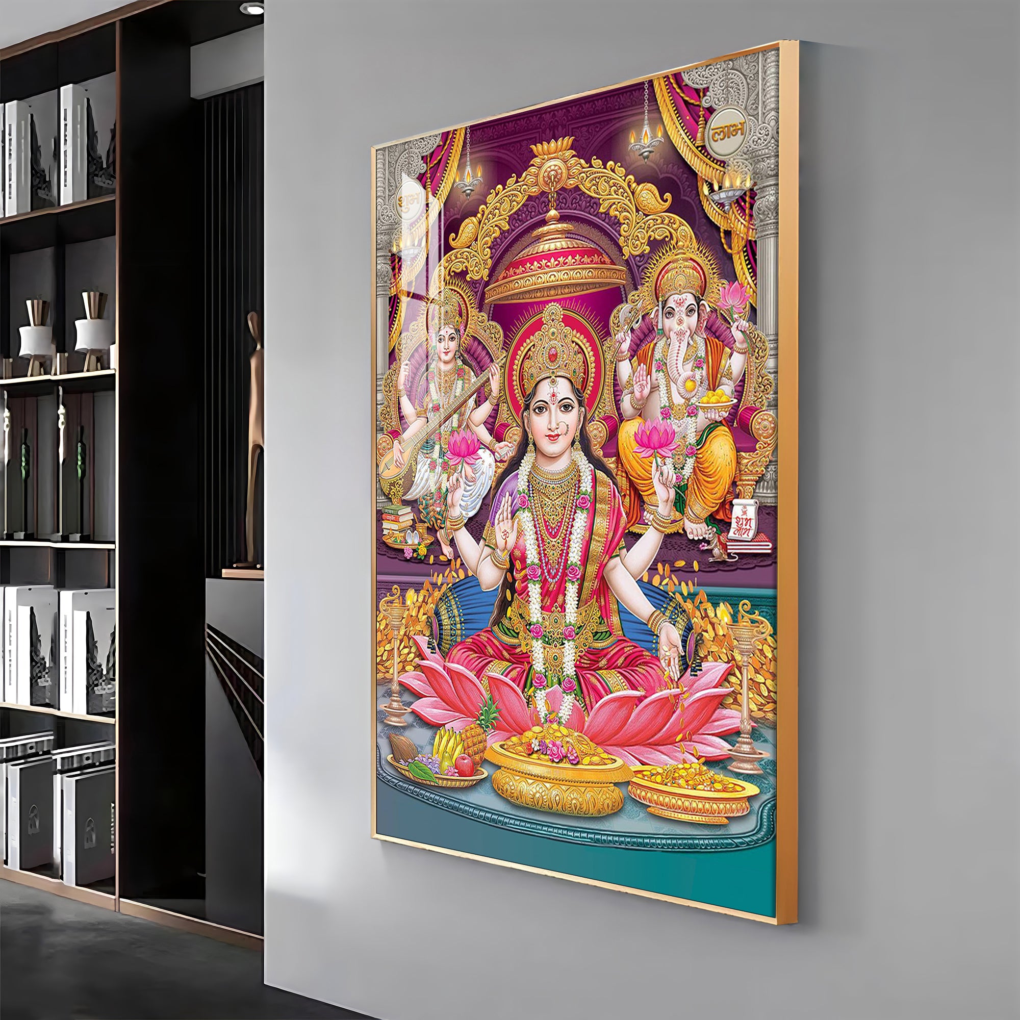 Mural of Hindu Goddesses Premium Acrylic Vertical Wall Art