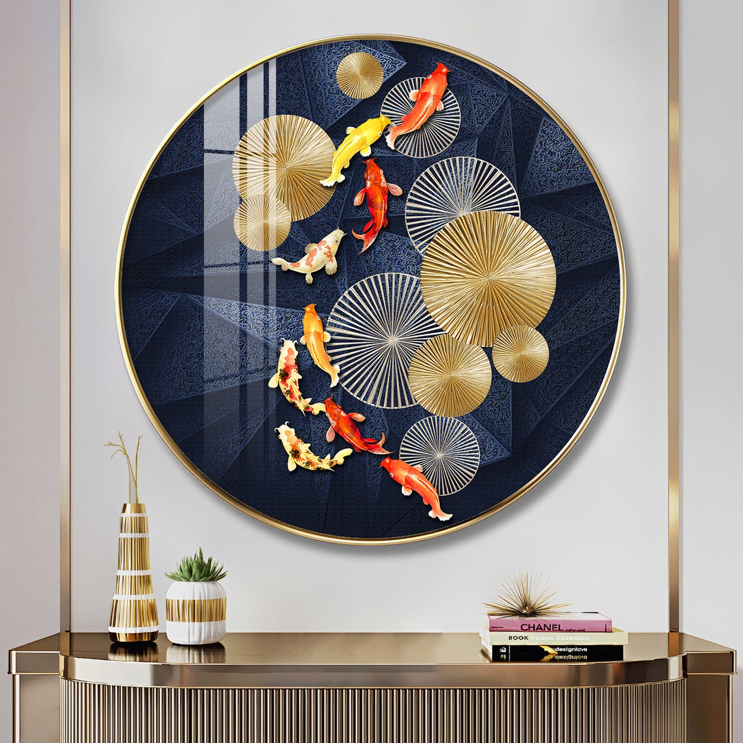 Goldfish Emblem Premium Acrylic Round Wall Art