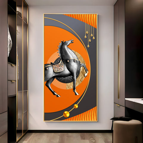 Black Warrior Horse Premium Acrylic Vertical Wall Art