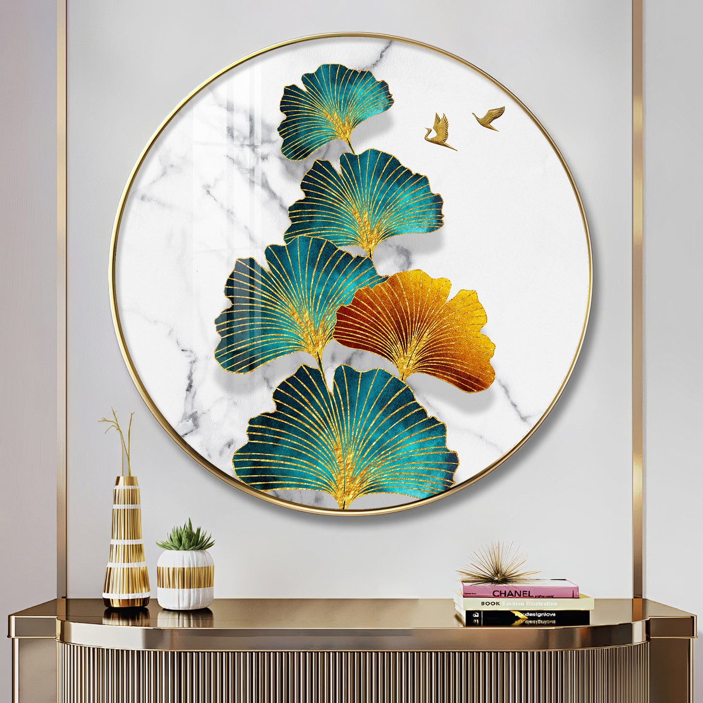 Leaf of Serenity Premium Acrylic Round Wall Art