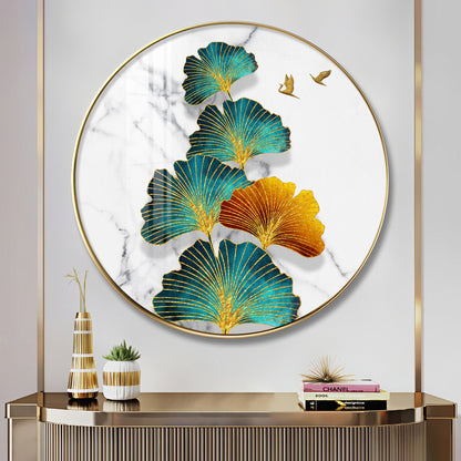Leaf of Serenity Premium Acrylic Round Wall Art