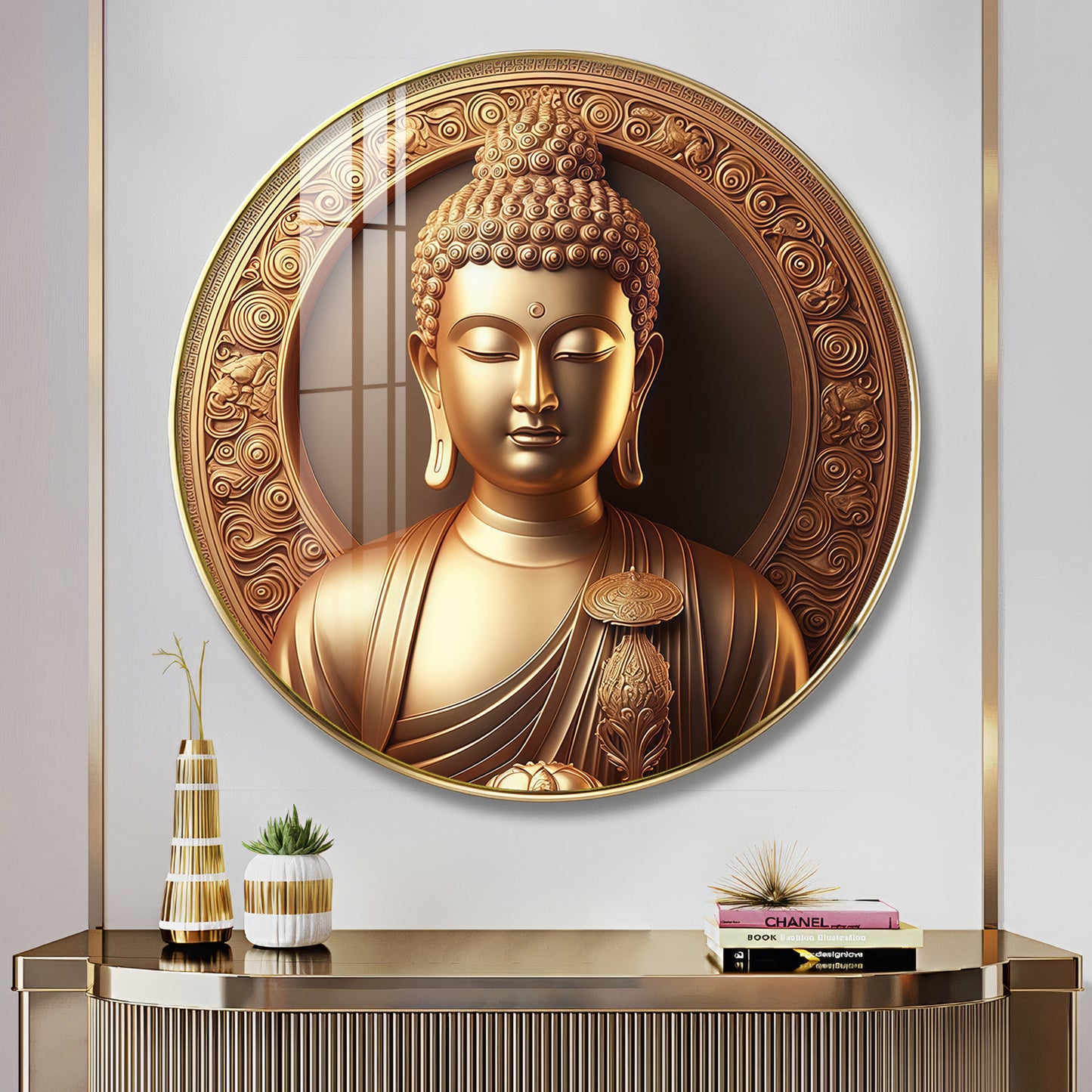 Blessings Of Buddha Premium Acrylic Round Wall Art