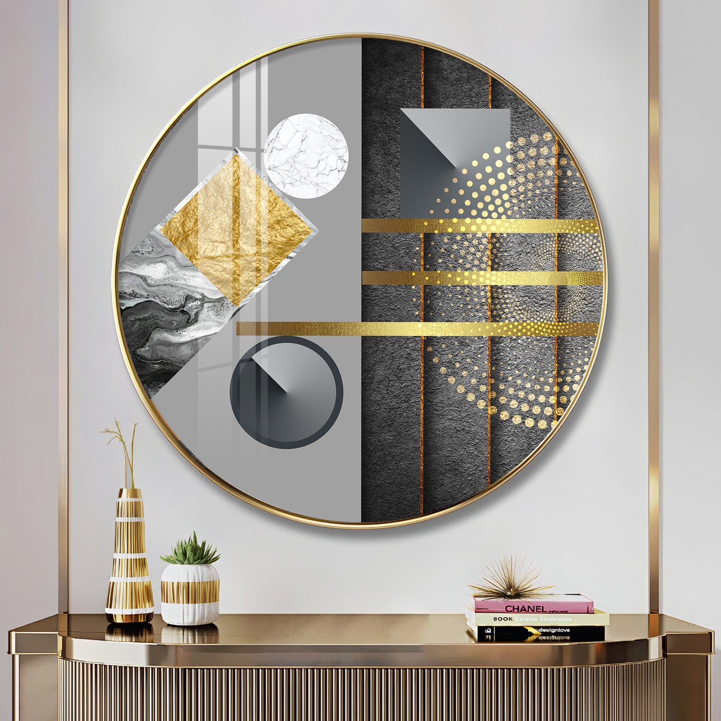 Geometric Elegance Premium Acrylic Round Wall Art