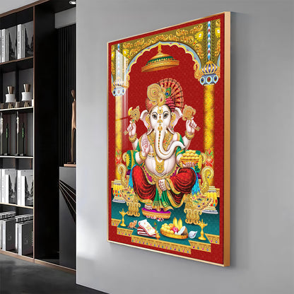 Majestic Lord Ganesha Premium Acrylic Vertical Wall Art