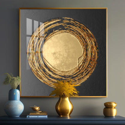 Retro Golden Circle Premium Acrylic Square Wall Art