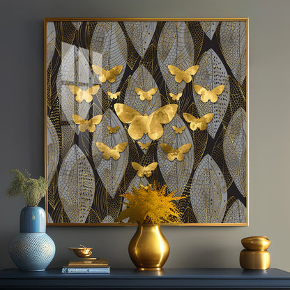 Golden Butterfly Light Luxury Premium Acrylic Square Wall Art