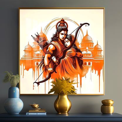 Journey Of Lord Ram and Sita Premium Acrylic Square Wall Art