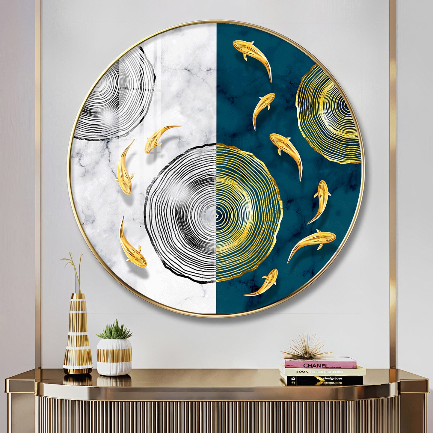 Goldfish Dreamscape Premium Acrylic Round Wall Art