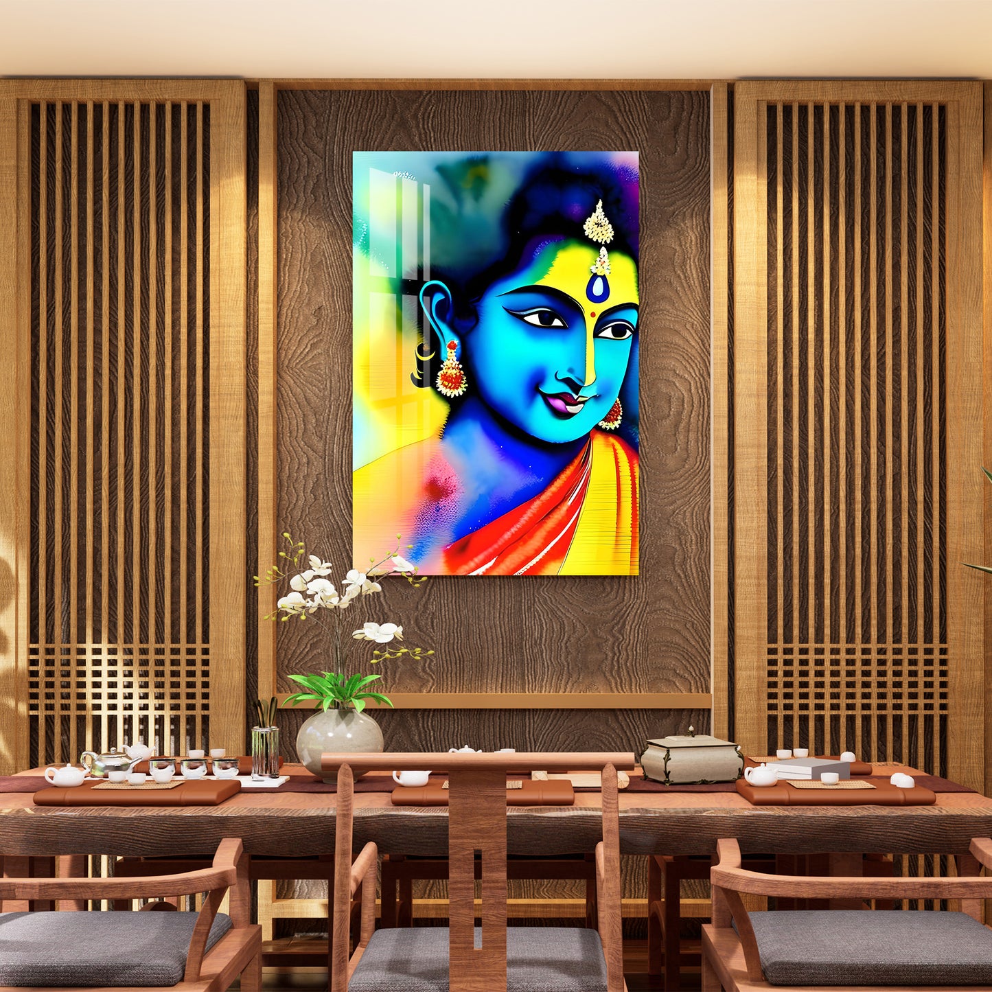 Vibrant Krishna Acrylic Wall Art