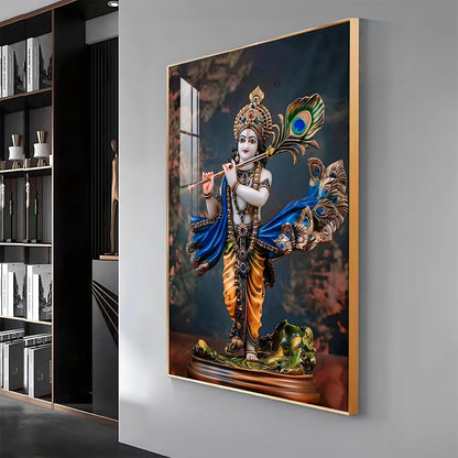 Divine Harmony Of Krishna Premium Vertical Acrylic Wall Art