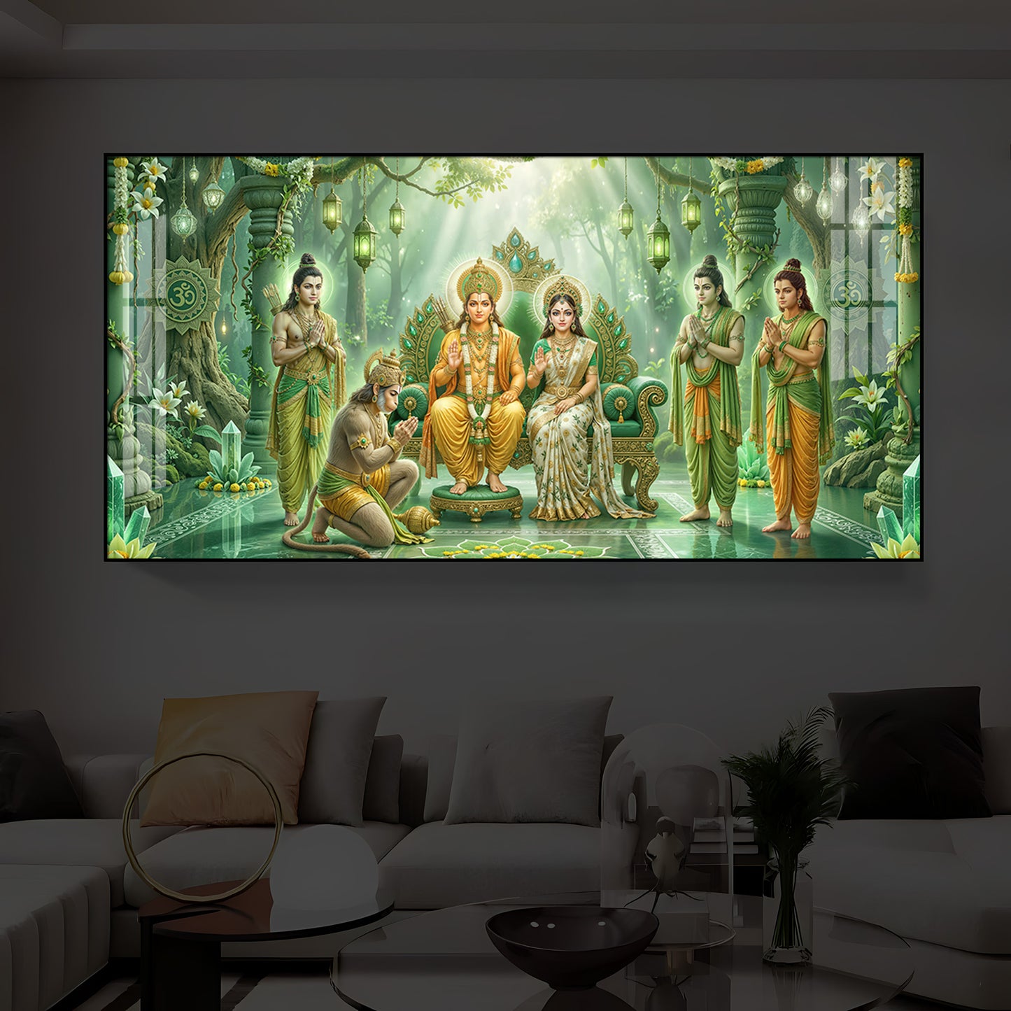 Siya Ram Ji Modern Luxury Backlight Horizontal Wall Art