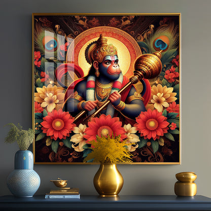 God Hanuman Premium Acrylic Square Wall Art