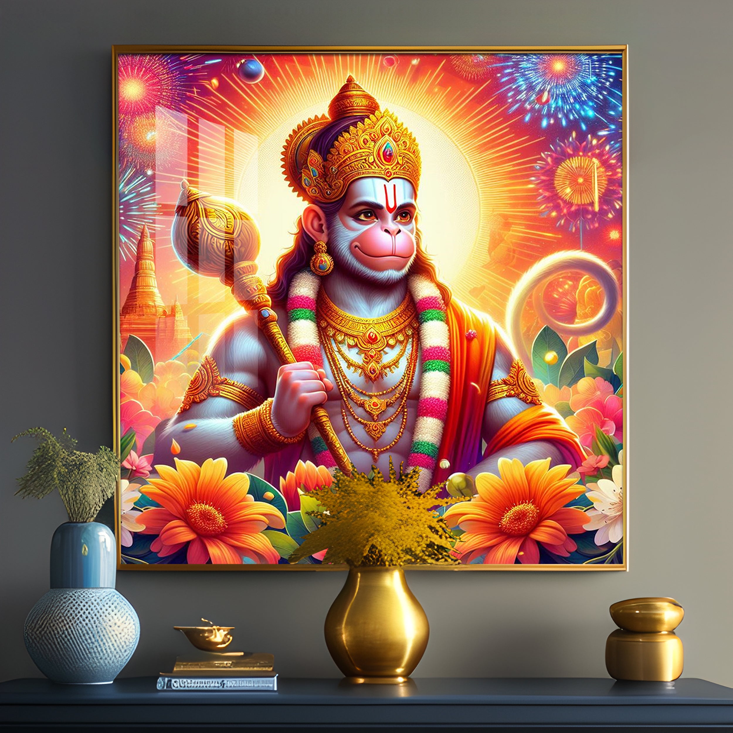 Jai Hanuman Premium Acrylic Square Wall Art