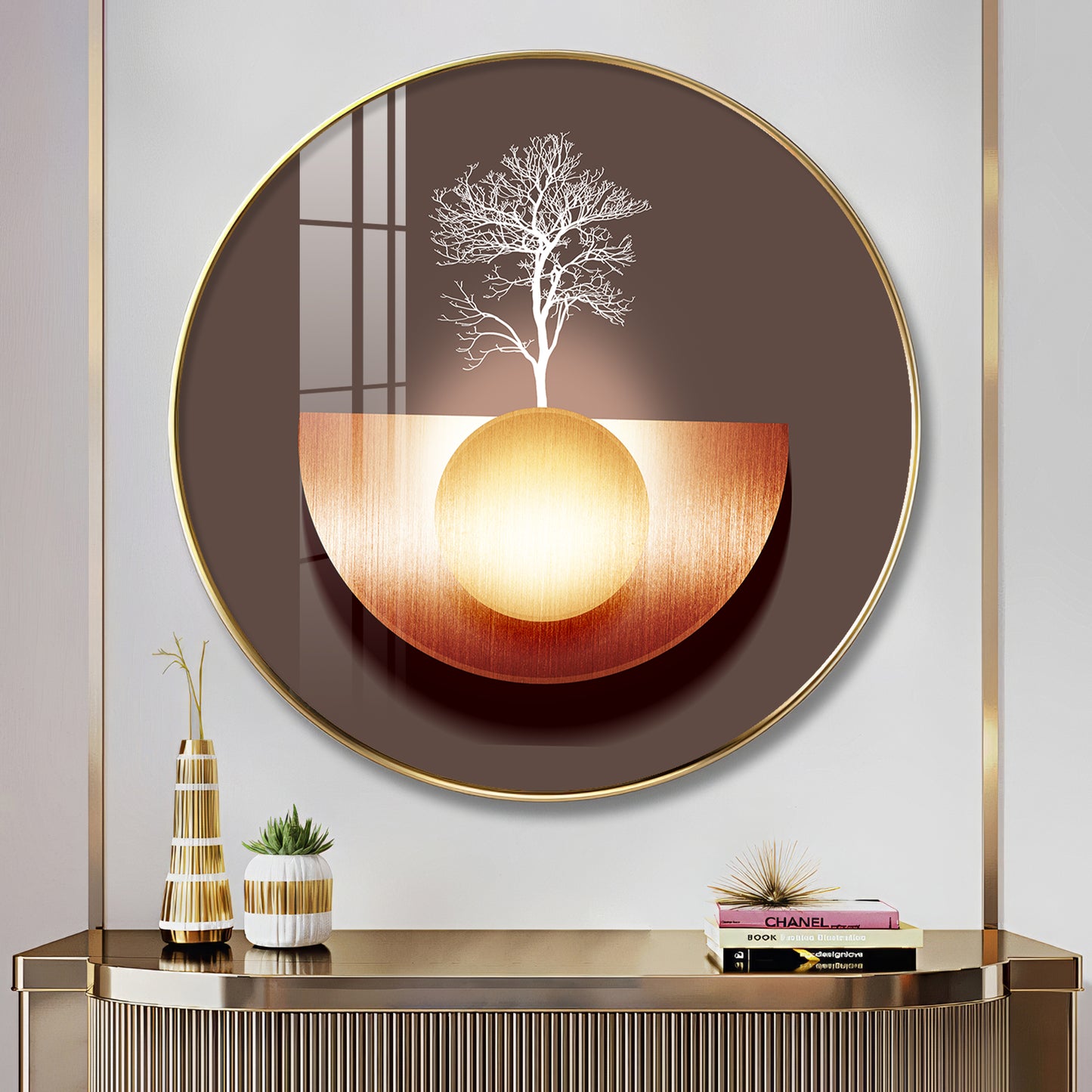 Reflective Arbor Premium Acrylic Round Wall Art
