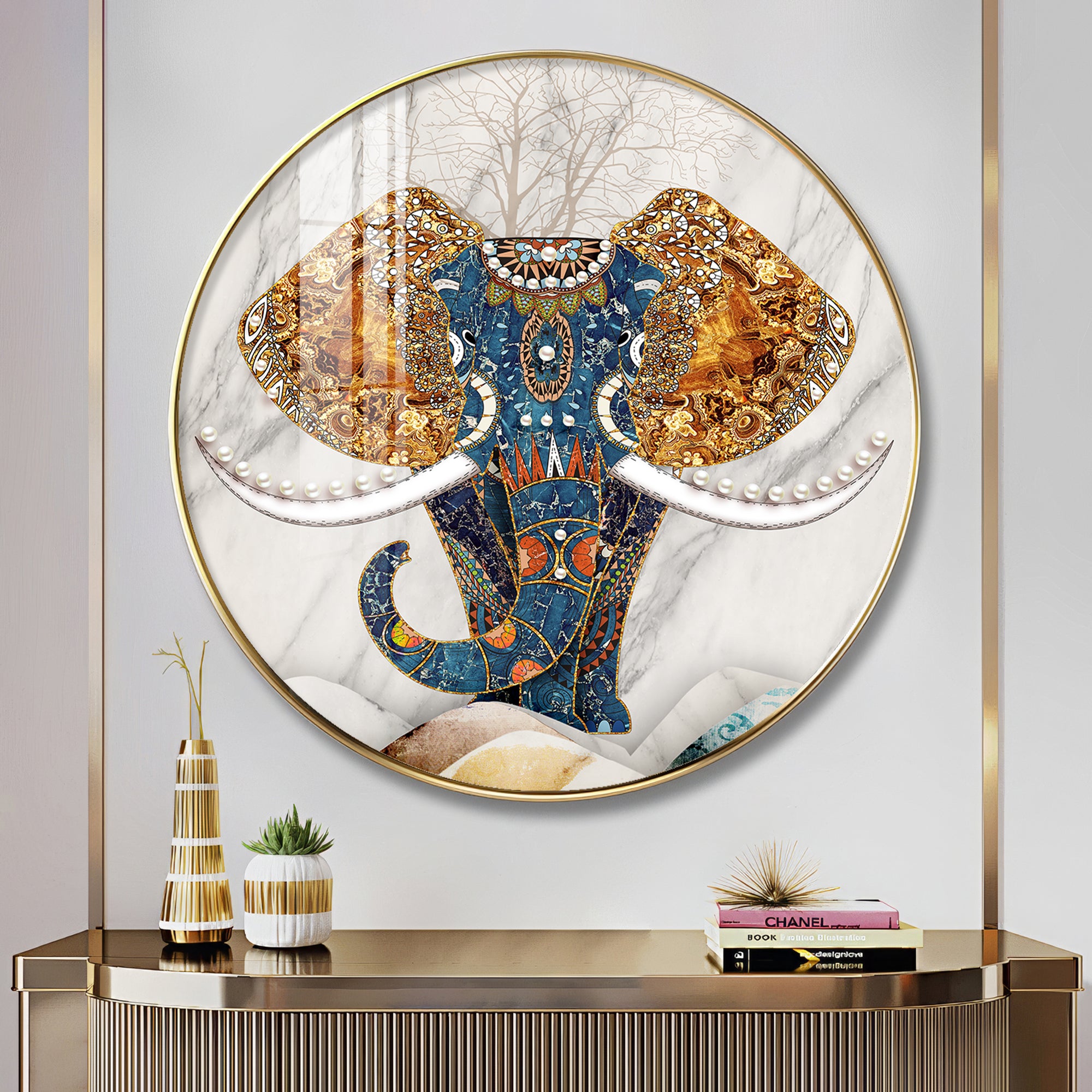 Majestic Elephant Premium Acrylic Round Wall Art
