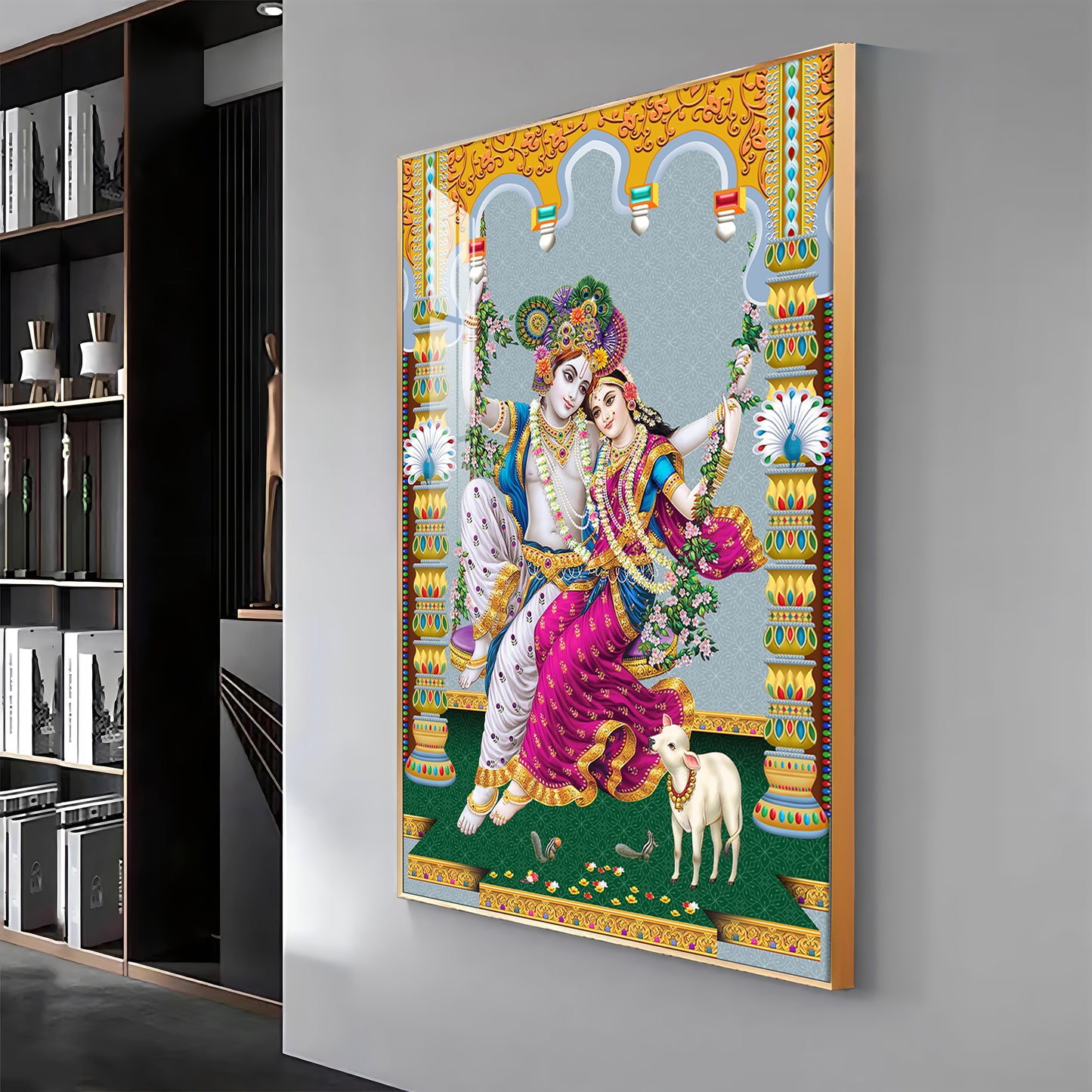 Sacred Radha and Krishna Premium Acrylic Vertical Wall Art